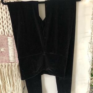 Black velvet high waisted leggings
